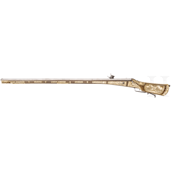 A southern German deluxe wheellock rifle with rich bone veneer, circa 1570