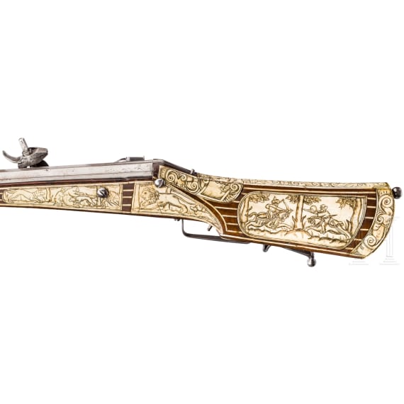 A southern German deluxe wheellock rifle with rich bone veneer, circa 1570