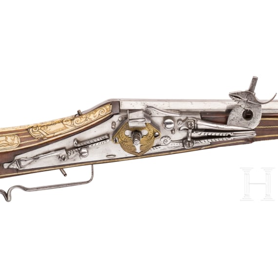 A southern German deluxe wheellock rifle with rich bone veneer, circa 1570