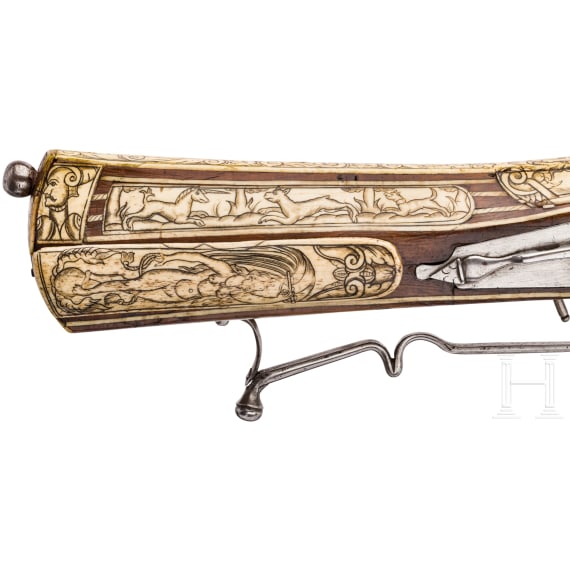 A southern German deluxe wheellock rifle with rich bone veneer, circa 1570
