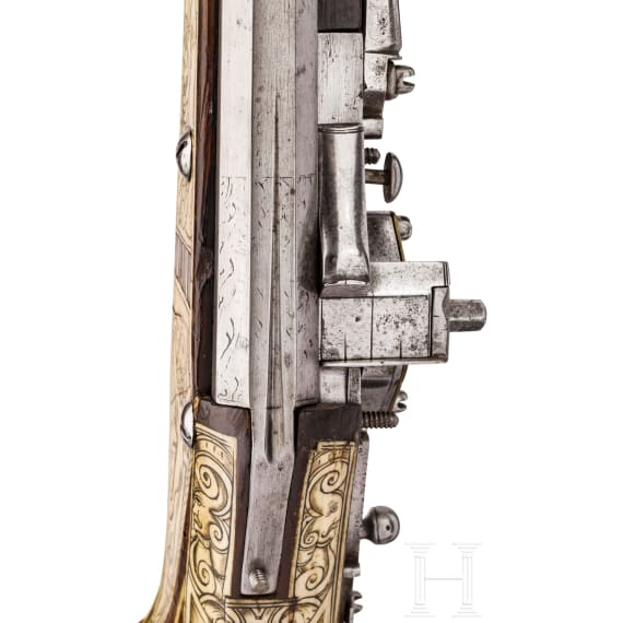 A southern German deluxe wheellock rifle with rich bone veneer, circa 1570