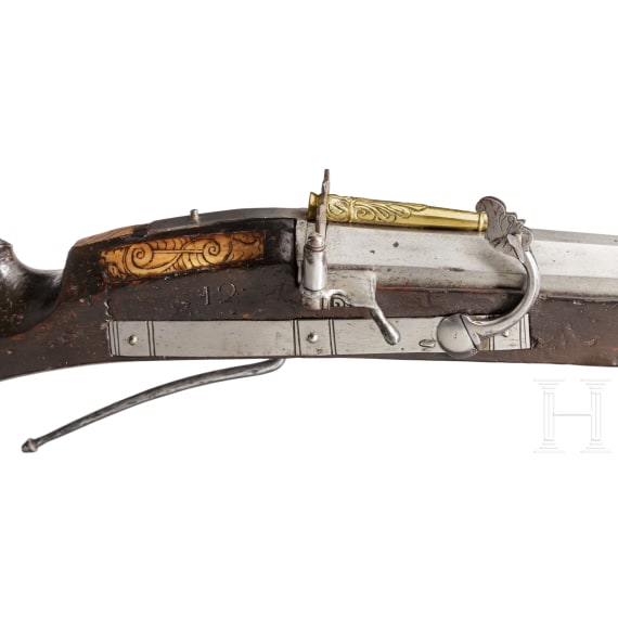 A heavy matchlock musket with musket fork rest from the Emden armoury, circa 1600