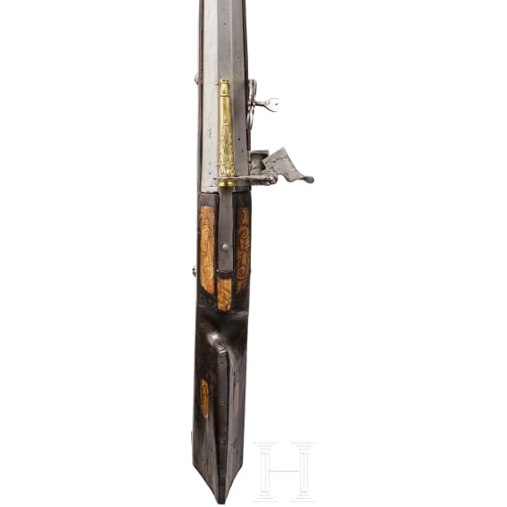 A heavy matchlock musket with musket fork rest from the Emden armoury, circa 1600