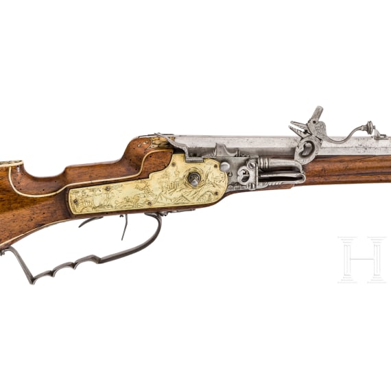A southern German wheellock rifle with fine bone veneer, circa 1630/40