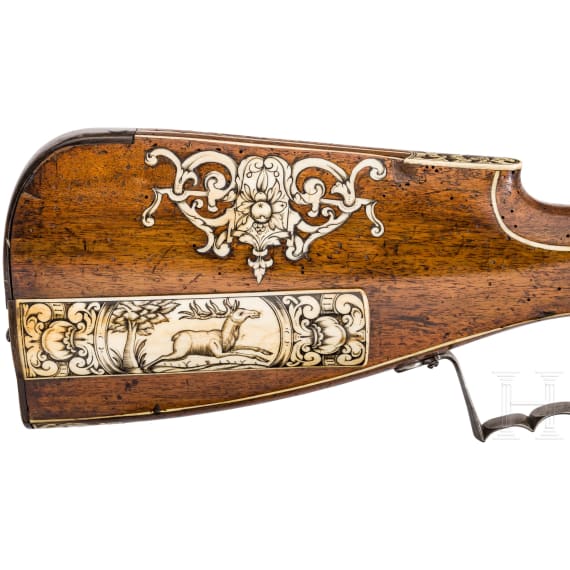 A southern German wheellock rifle with fine bone veneer, circa 1630/40