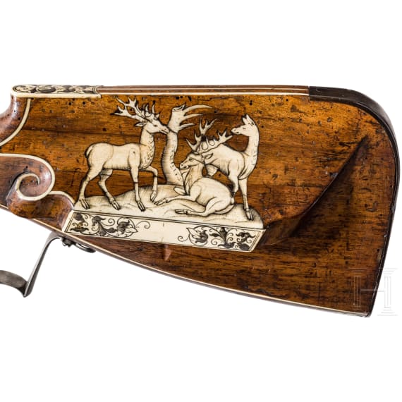 A southern German wheellock rifle with fine bone veneer, circa 1630/40