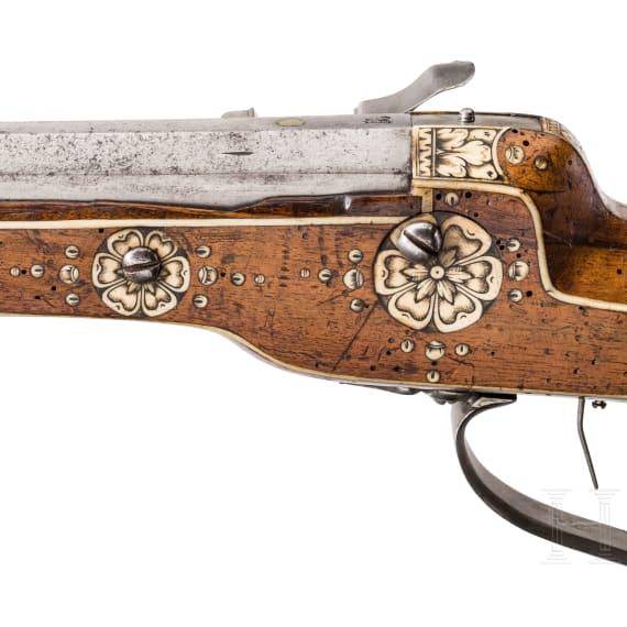 A southern German wheellock rifle with fine bone veneer, circa 1630/40