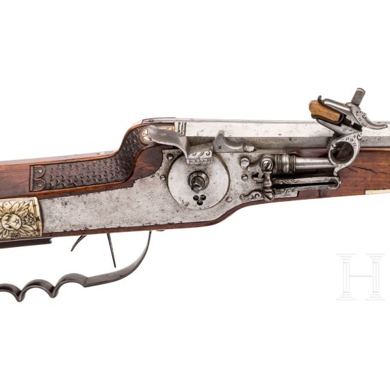 A Saxon wheellock carbine, dated 1672