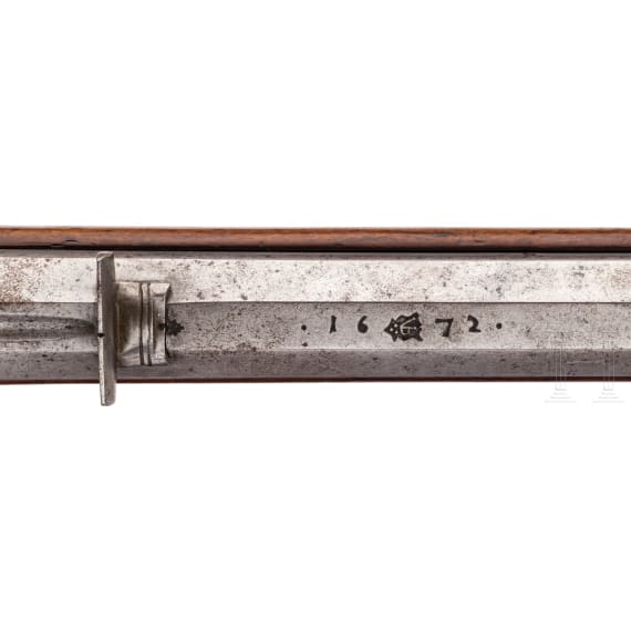 A Saxon wheellock carbine, dated 1672