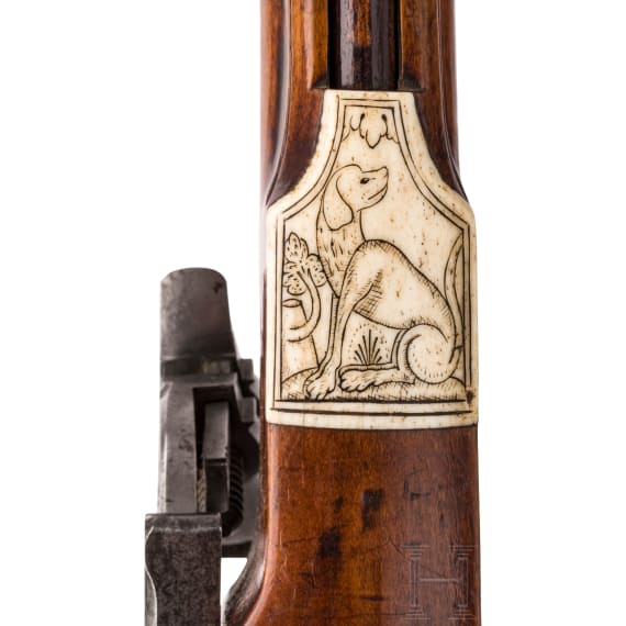 A Saxon wheellock carbine, dated 1672