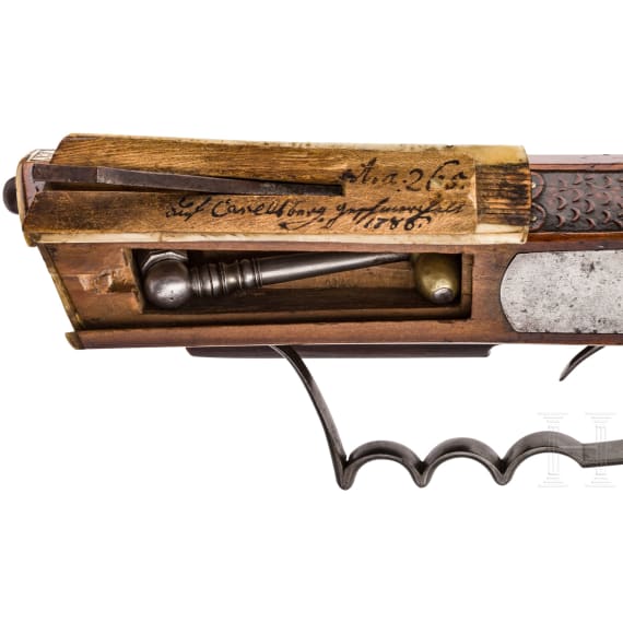 A Saxon wheellock carbine, dated 1672