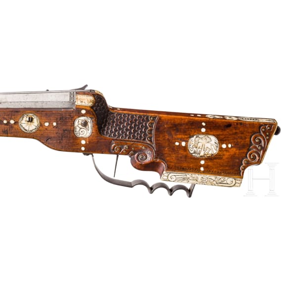 A Saxon wheellock carbine, dated 1672