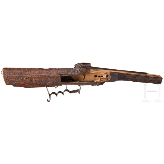 A fine carved stock of a wheellock rifle, Swabia, circle of Michael Maucher, ca. 1680