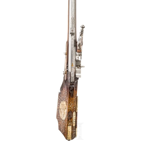 A Bohemian deluxe wheellock rifle with rich bone veneer, circa 1680/1700