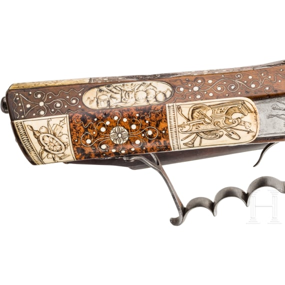 A Bohemian deluxe wheellock rifle with rich bone veneer, circa 1680/1700