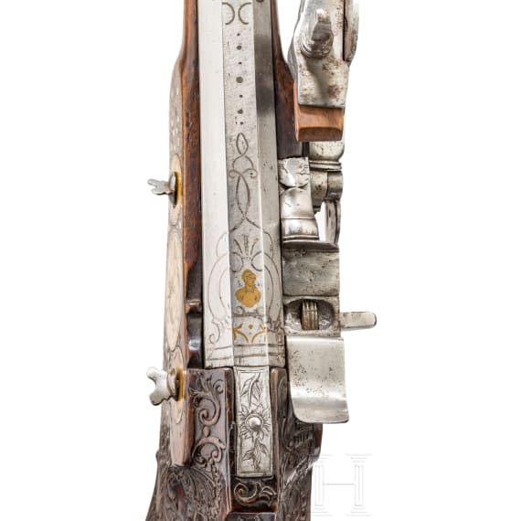A Bohemian deluxe wheellock rifle with rich bone veneer, circa 1680/1700