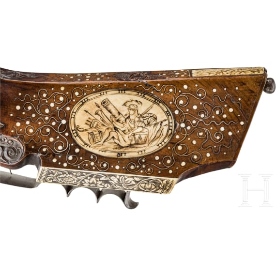 A Bohemian deluxe wheellock rifle with rich bone veneer, circa 1680/1700