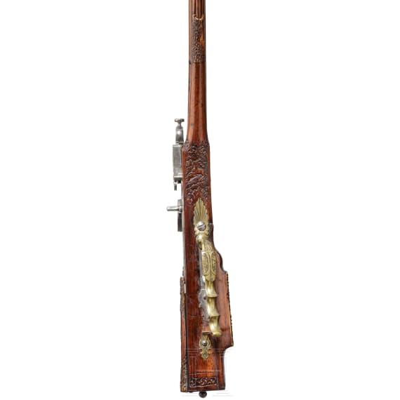 A German hunting wheellock rifle, the stock inlaid with staghorn, circa 1700