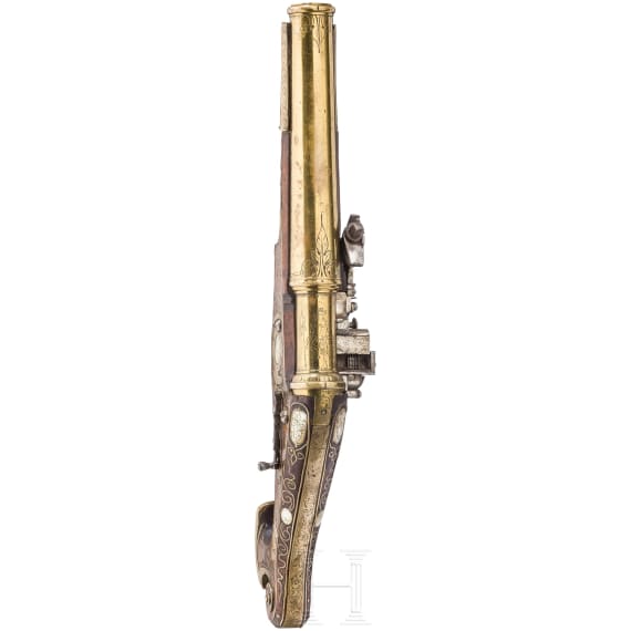 A rare mortar-wheellock pistol with a bronze barrel, Nuremberg, circa 1590