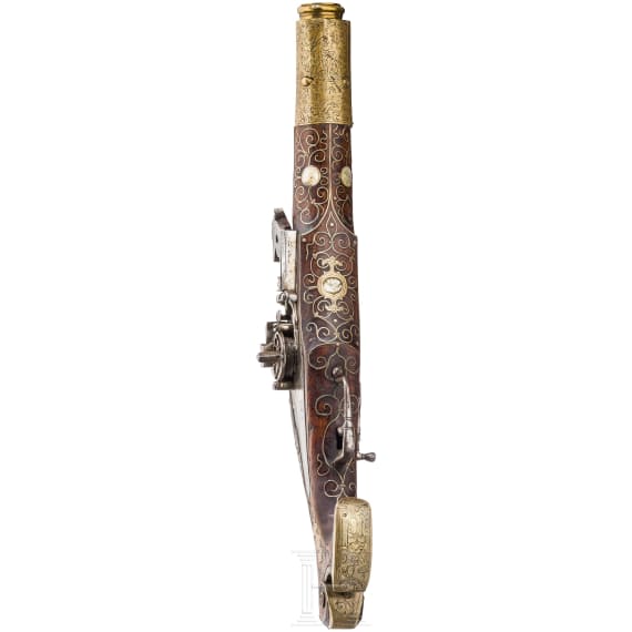 A rare mortar-wheellock pistol with a bronze barrel, Nuremberg, circa 1590
