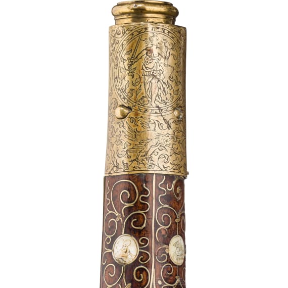 A rare mortar-wheellock pistol with a bronze barrel, Nuremberg, circa 1590
