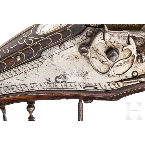 A rare mortar-wheellock pistol with a bronze barrel, Nuremberg, circa 1590