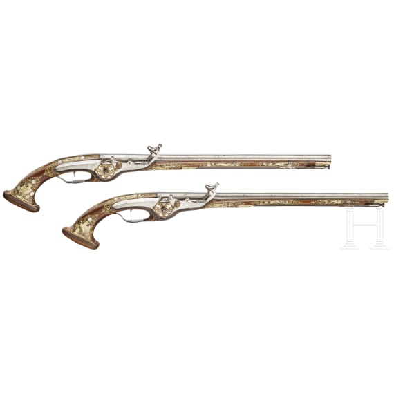 A distinguished pair of Bohemian long deluxe wheellock pistols, circa 1640