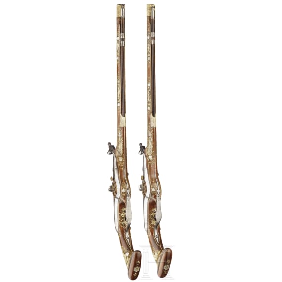 A distinguished pair of Bohemian long deluxe wheellock pistols, circa 1640