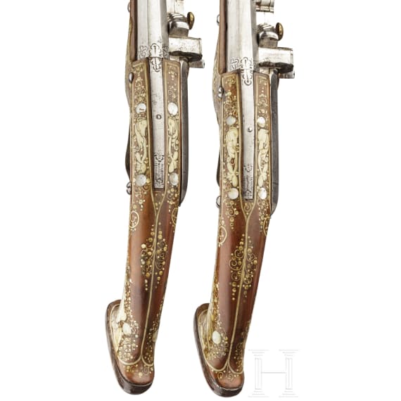 A distinguished pair of Bohemian long deluxe wheellock pistols, circa 1640