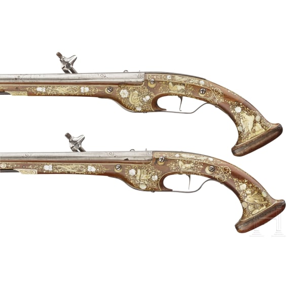 A distinguished pair of Bohemian long deluxe wheellock pistols, circa 1640