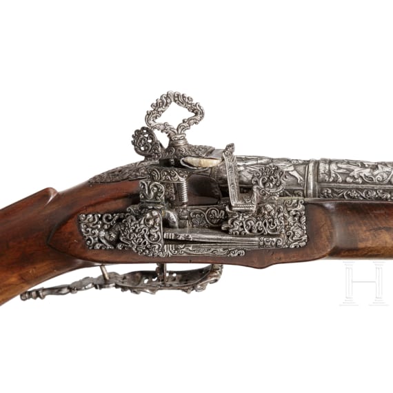 A luxurious Italian miquelet-rifle with chiselled decoration, Brescia, circa 1680