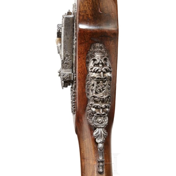 A luxurious Italian miquelet-rifle with chiselled decoration, Brescia, circa 1680