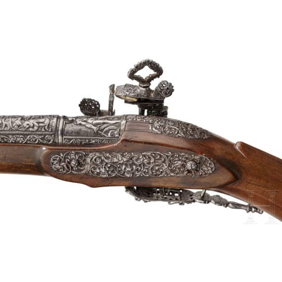 A luxurious Italian miquelet-rifle with chiselled decoration, Brescia, circa 1680
