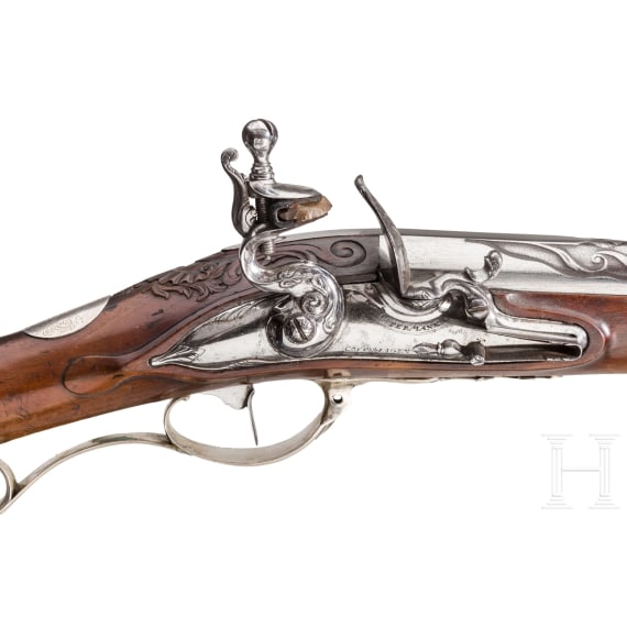 A silver-mounted flintlock rifle, Friedrich Ostermann, Copenhagen, circa 1710/20