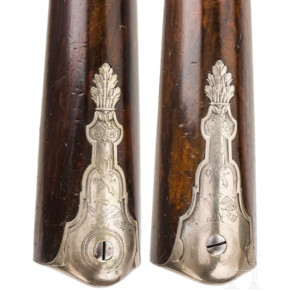 A pair of silver-mounted flintlock rifles, Elferding, Onoldsbach (Ansbach/Bavaria), circa 1730