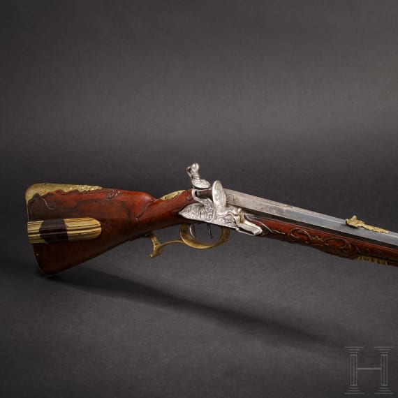 A deluxe flintlock rifle, Caspar Neureitter of Prague, circa 1730