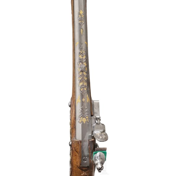 A French flintlock shotgun with chiselled decorations, circa 1740