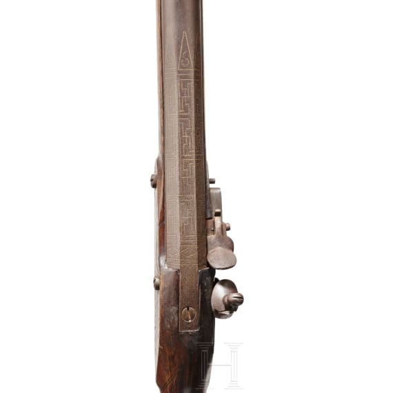 An English brass-inlaid flintlock blunderbuss, 18th century