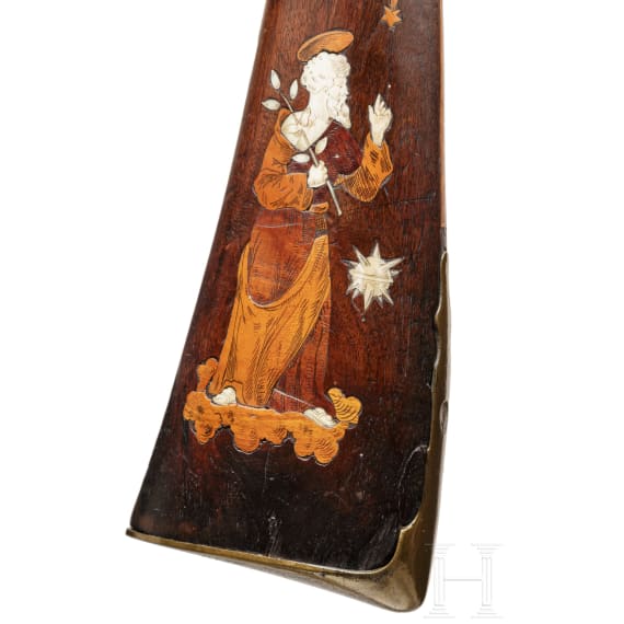 A wood and bone-inlaid blunderbuss, Alps region, ca. 1800