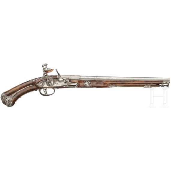 A flintlock pistol, Poncino Borgognone of Brescia, circa 1680