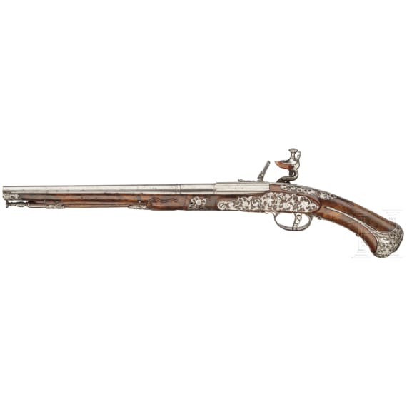 A flintlock pistol, Poncino Borgognone of Brescia, circa 1680