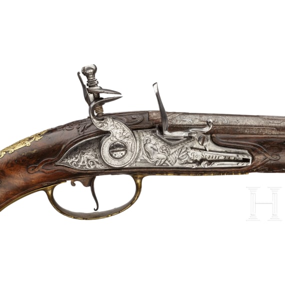 A deluxe flintlock pistol, Johann Schifter of Vienna, circa 1720/30