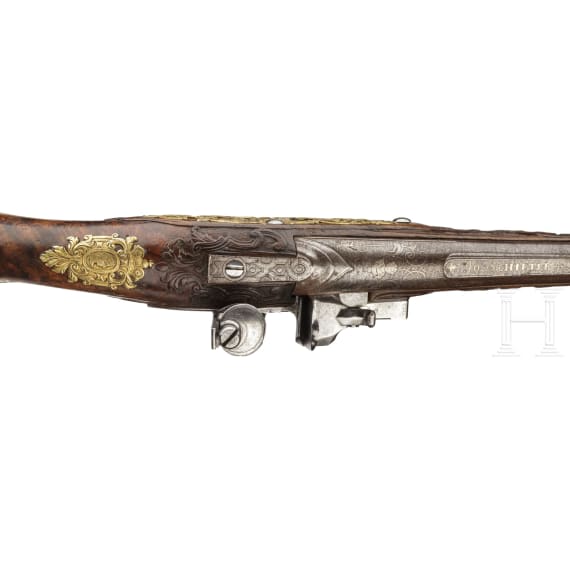 A deluxe flintlock pistol, Johann Schifter of Vienna, circa 1720/30