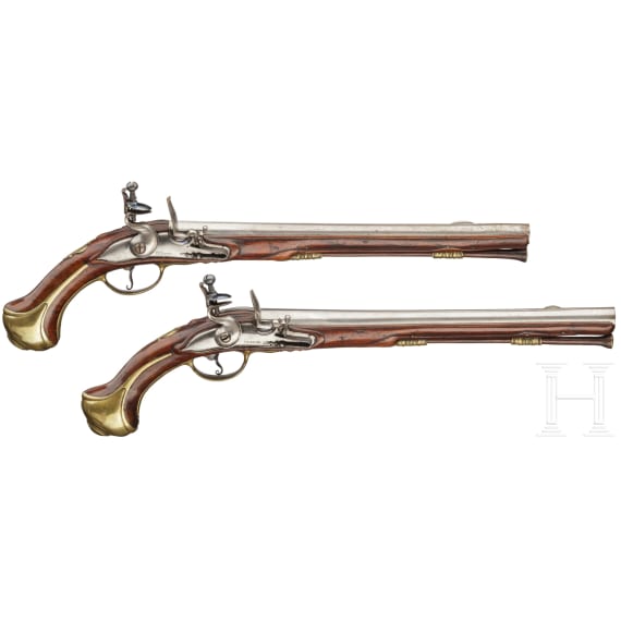 A pair of flintlock pistols for an officer by Johann Jacob Beer in Maastricht or Liege, circa 1730