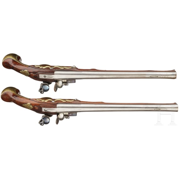 A pair of flintlock pistols for an officer by Johann Jacob Beer in Maastricht or Liege, circa 1730