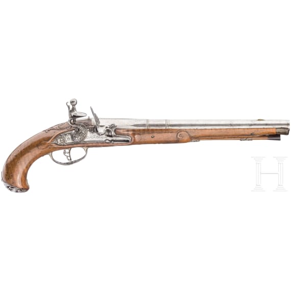 A ciseled flintlock pistol, Luca Geugno, ca. 1750