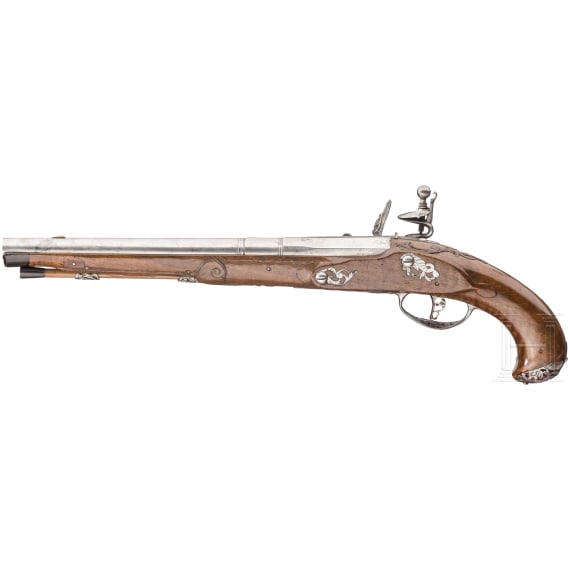 A ciseled flintlock pistol, Luca Geugno, ca. 1750