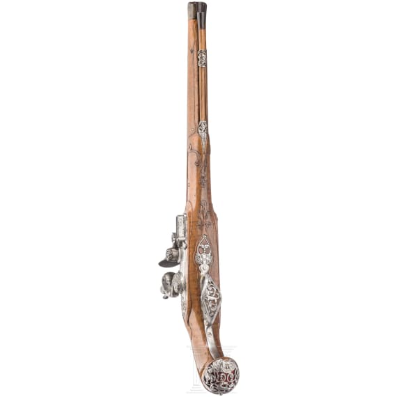 A ciseled flintlock pistol, Luca Geugno, ca. 1750