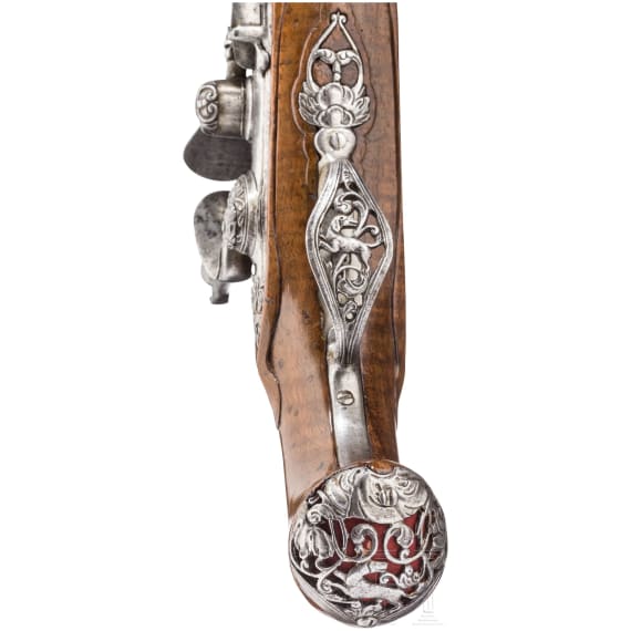 A ciseled flintlock pistol, Luca Geugno, ca. 1750
