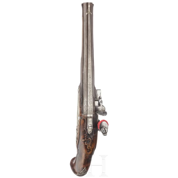 A silver-mounted flintlock pistol, Ebert in Ballenstedt, circa 1760